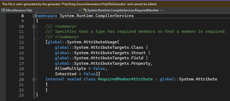 RequiredMemberAttribute code generated by PolySharp
