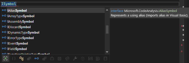 Intellisense showing all ISymbol interfaces