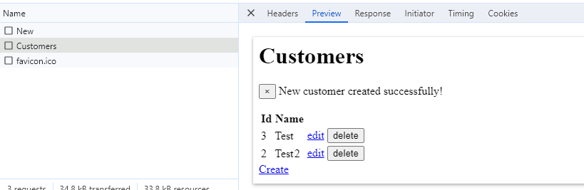 Response in browser’s console